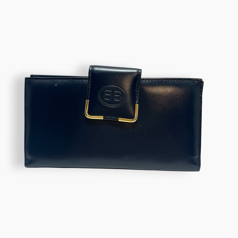 NEW 80s Buxton Black Leather Check Book Holder Organizer Wallet Credit Card